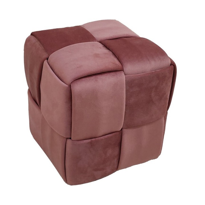 Табуретка Puzzle-home Jisko, Гнило червено, Кадифе 38x38x40см