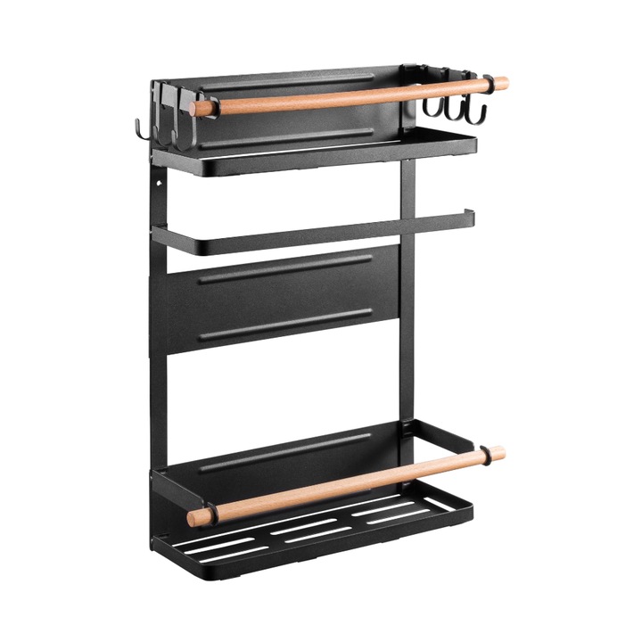 Konyhai rendszerező mágnessel, 465 x 112 x 340 mm, fekete