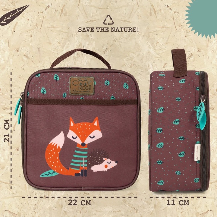 Термо чанта за обяд, Perletti, 21x22x11 см, модел Fox & Hedgehog, колекция Cool Kids