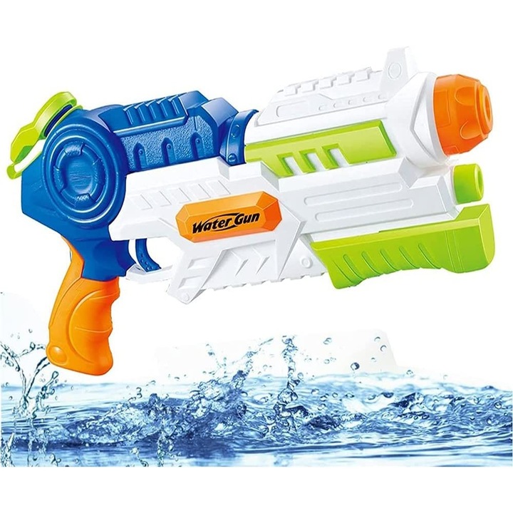 Pistol cu Apa pentru Copii, Rezervor 1000ml, Pentru Piscina/Plaja, 6ani+, Albastru