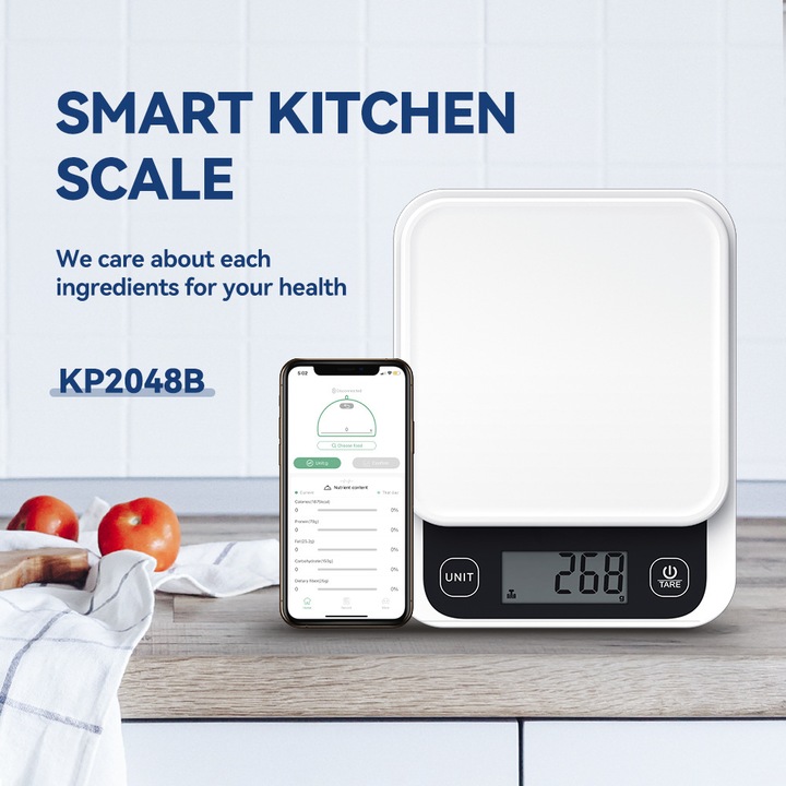 Konyhai mérleg Bisprico, 1g-5kg, Bluetooth, kompakt