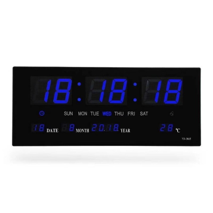 Kék LED digitális óra 3615D, ébresztő