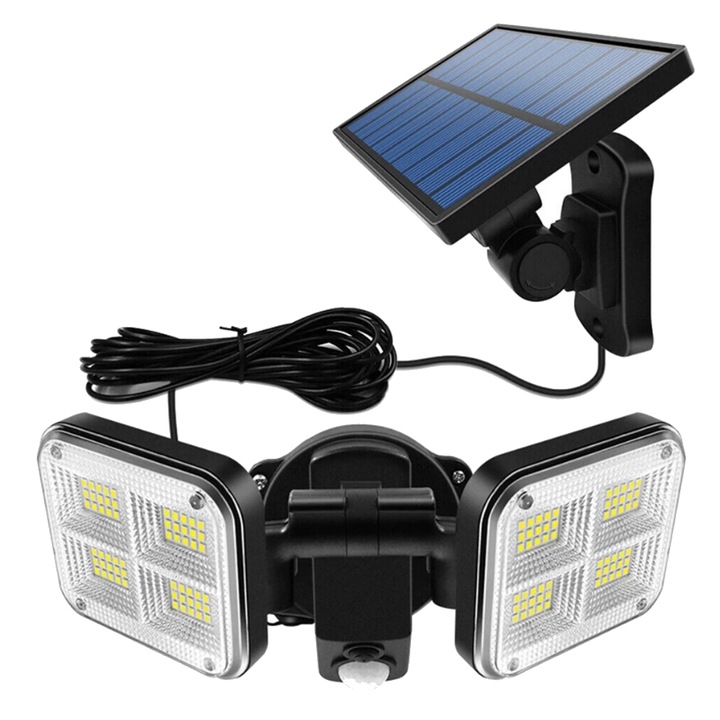 Двойна соларна лампа 120LED, JD2109, монтажна скоба, сензор, 20W