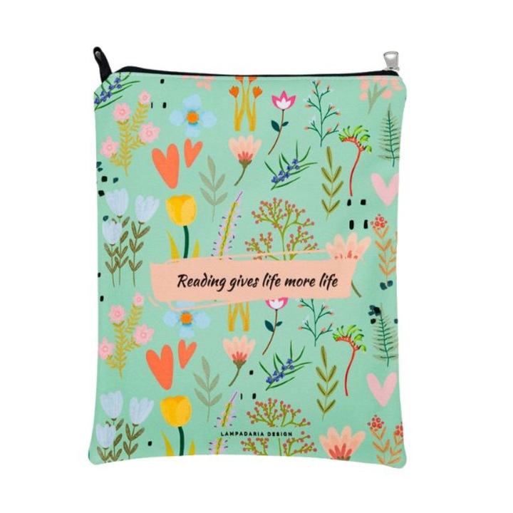 Husa pentru carte, cu 2 fete, impermeabila - “Floral delight”, 25x19 cm, L INTL