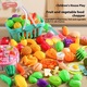 Set de joaca pentru fructe si legume, 36 piese, Bucatarie pentru copii, role-play, Fantasy, 3 ani+, taierea legumelor, multicolor, 23x13x16cm