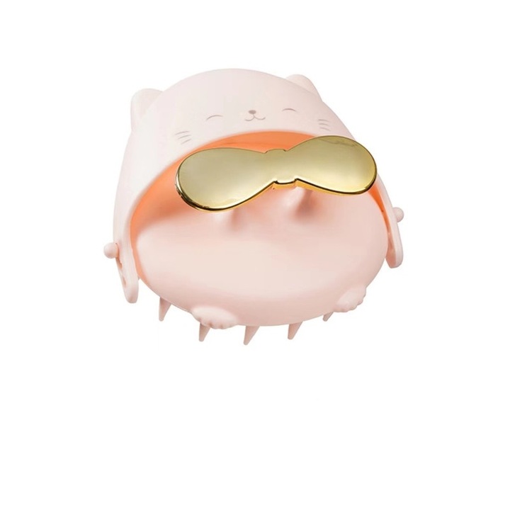 Pieptene de masaj pentru scalp si unghii, multifunctional, roz, 12x11.57cm