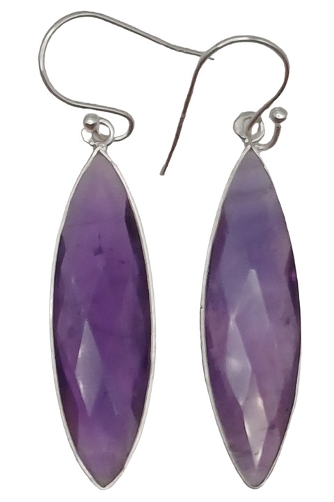 Cercei din argint 925 TSR cu pietre naturale ametist model 1PJS2