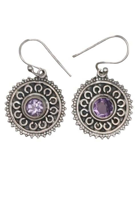 Cercei din argint 925 TSR cu pietre naturale ametist model 4MSS2