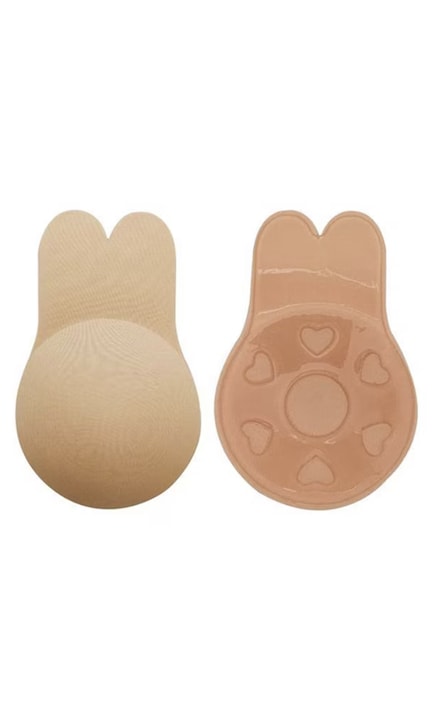 Láthatatlan melltartó öntapadó szilikonnal, Push-Up hatású, pánt nélküli, újrafelhasználható, egy méret, bézs