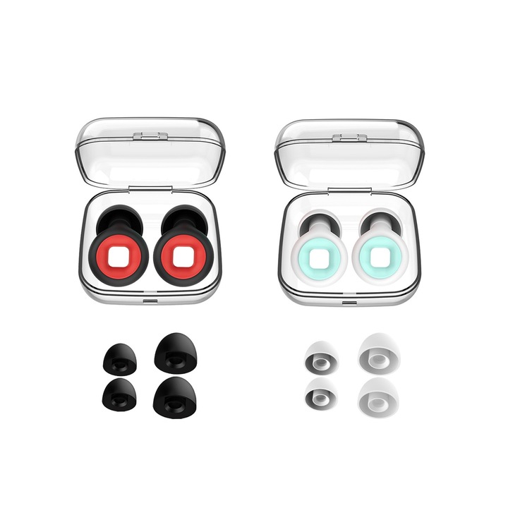 Dopuri de urechi, GOGOU®, 2 seturi, lavabil, nano gel de silice, pentru somn, anularea zgomotului, Vine cu 4 perechi de varfuri de schimb