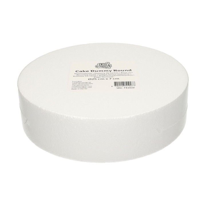 Macheta tort din polistiren, rotund, Ø10 x 7 cm inaltimea, Fun Cakes