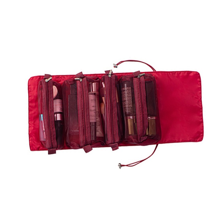 Geanta cosmetica, Serene Sense®, 4 in 1, Impermeabil si respirabil, Rosu