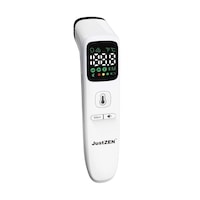 Termometru JustZEN™, IR 202, tehnologie non contact cu infrarosu, masurare rapida, de mare precizie, memorie, display LED, posibilitatea oprire sonor, 3 tipuri de masuratori pentru bebelusi, masoara temperatura camerei si obiectelor