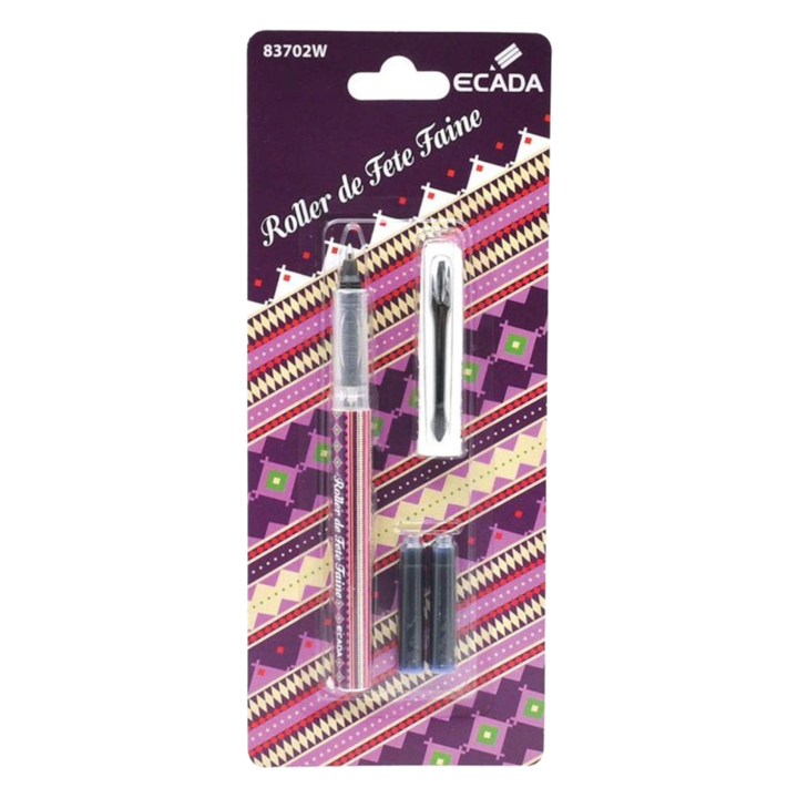 Pix roller Ecada de Fete Faine corp din plastic, grip cauciucat, clema metalica, cu patron de cerneala standard sau lung