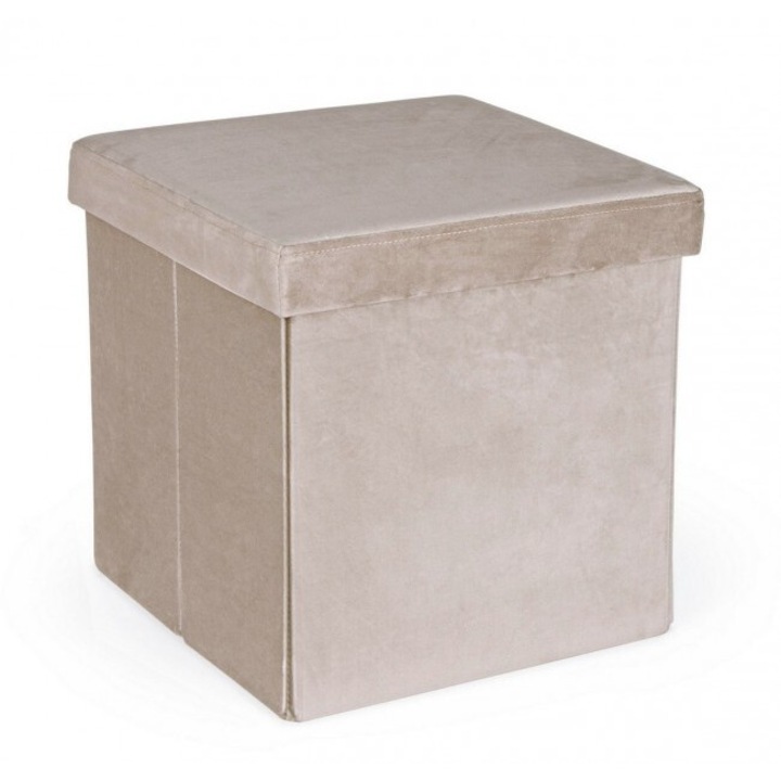 Camdem бежова кадифена табуретка 38х38х38 см