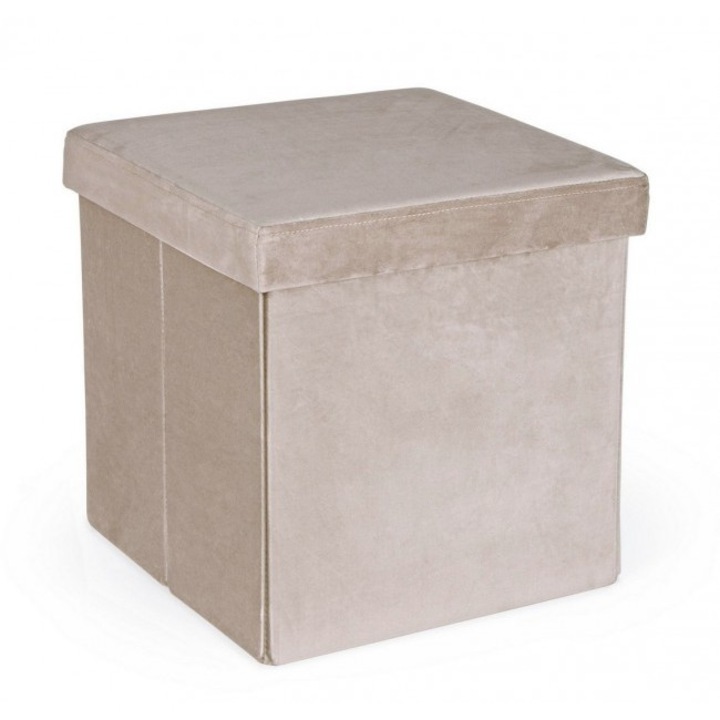 Taburet catifea bej Camdem 38x38x38 cm
