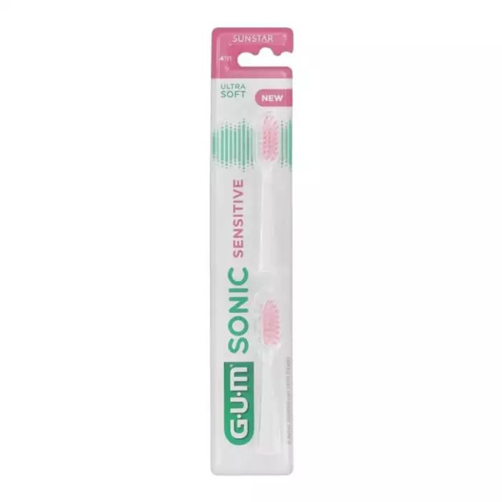 Set de 2 capete de schimb pentru periuta de dinti sonica, Sunstar, Pentru dinti sensibili, Perii moi, Nu irita gingiile, Previne cariile