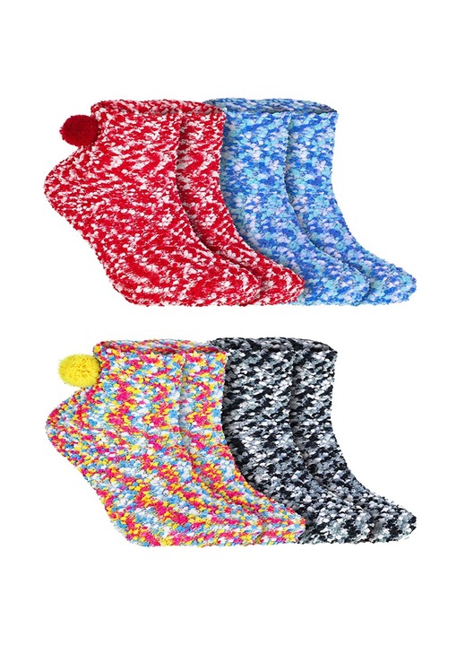 Set 4 perechi sosete pufoase dama, multicolor, poliester