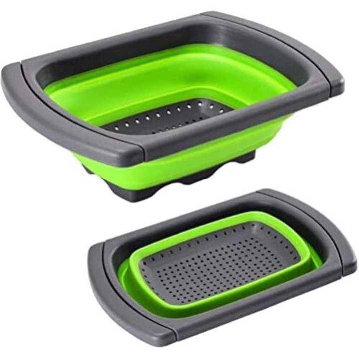 Strecuratoare pliabila 3.8L, capacitate mare, verde/gri, dimensiuni ajustabile, 39-61cm