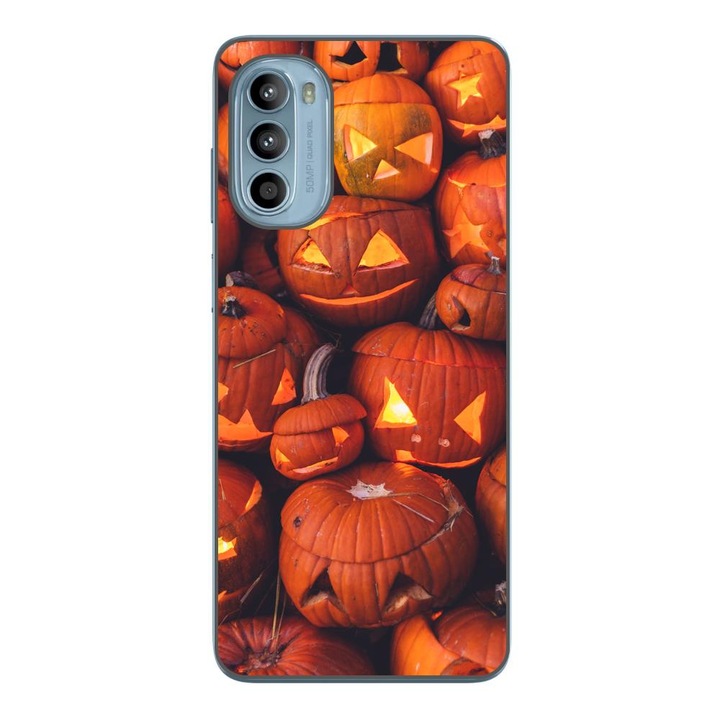 Husa compatibila cu Motorola Moto G52 Silicon Gel Tpu Model Halloween Dovleci Luminosi