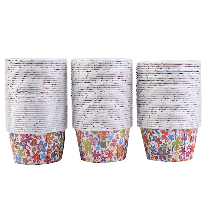 Комплект от 100 форми за печене на мъфини, хартиени, многоцветни, 5 см