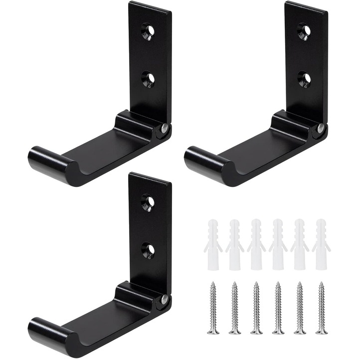 Set carlige pliabile, aluminiu, 75x67x25mm, negru