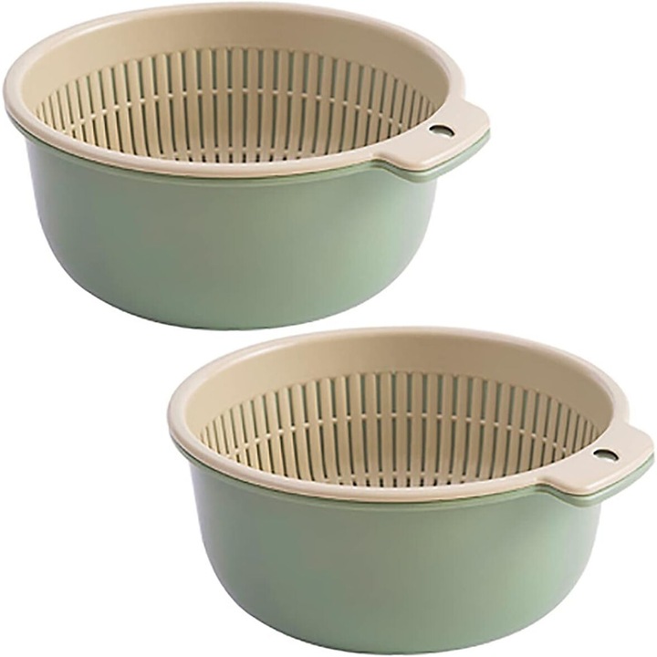 Set 2 suporturi pentru scurgere fructe si legume, plastic, multicolor