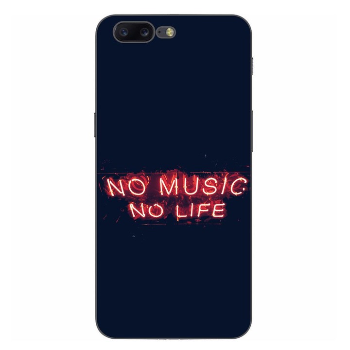 Калъф, съвместим с модел OnePlus 5 Silicon Gel Tpu No Music No Life