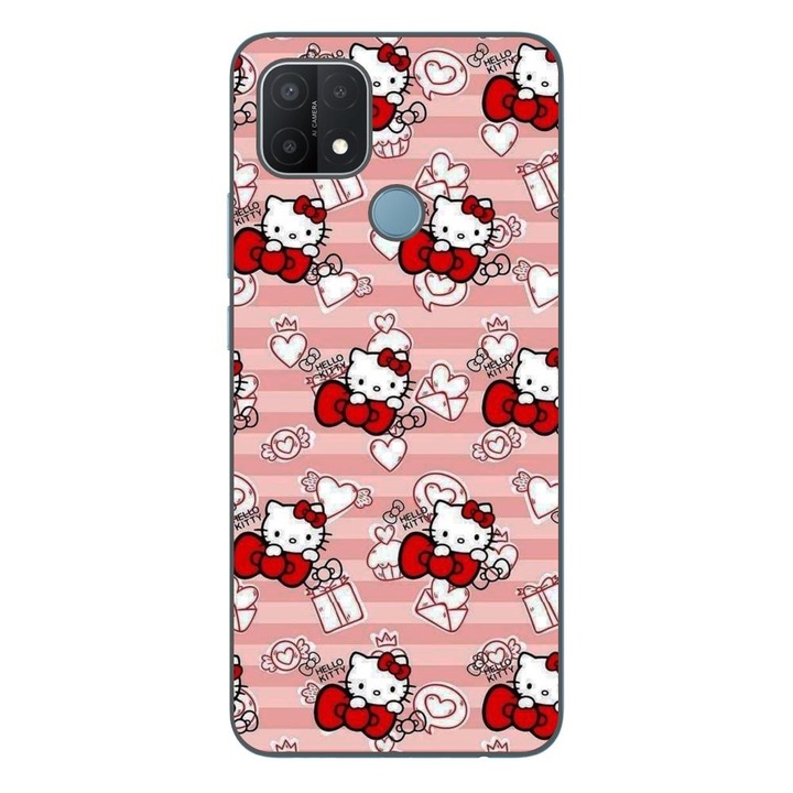 Капак, съвместим с модел Oppo A15, A15s Silicon Gel Tpu Hello Kitty Pink Pattern