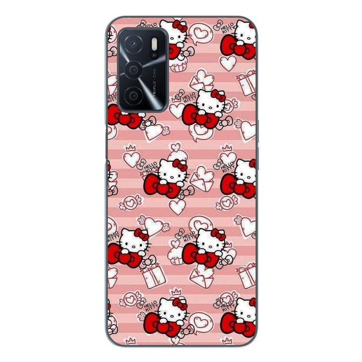 Капак, съвместим с Oppo A16 Silicon Gel Tpu модел Hello Kitty Pink Pattern