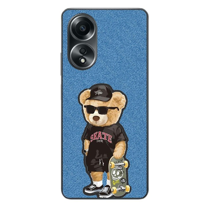 Telefontok, kompatibilis Oppo A58 4G szilikon gél Modell Bear Skate Fashion