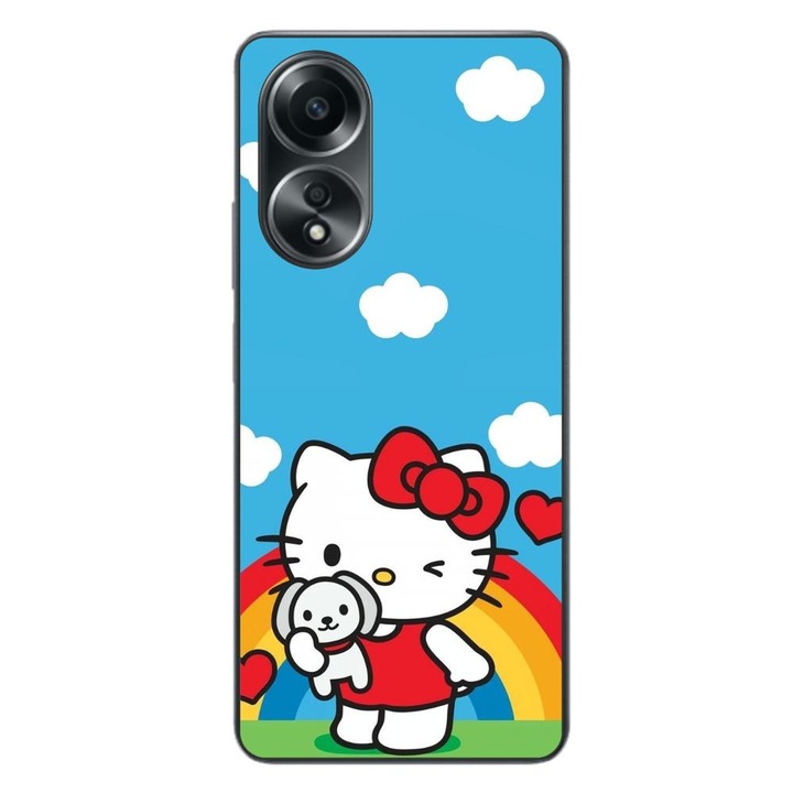 Капак, съвместим с модел Oppo A58 4G Silicon Gel Tpu Hello Kitty Rainbow