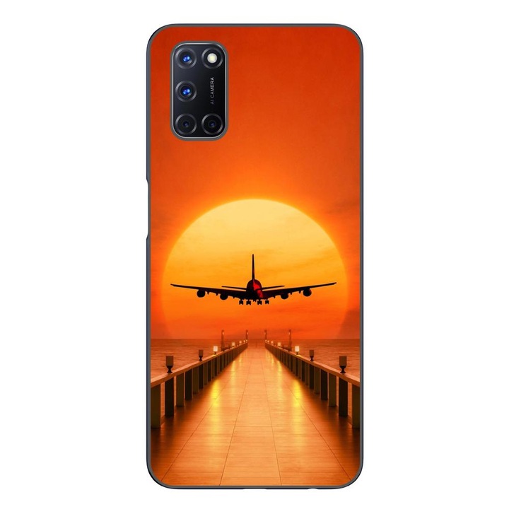 Husa compatibila cu Oppo A72 Silicon Gel Tpu Model Airplane Sunset
