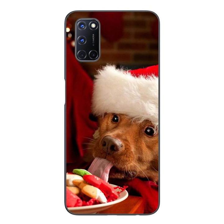 Husa compatibila cu Oppo A72 Silicon Gel Tpu Model Craciun Dog Eating Cookies