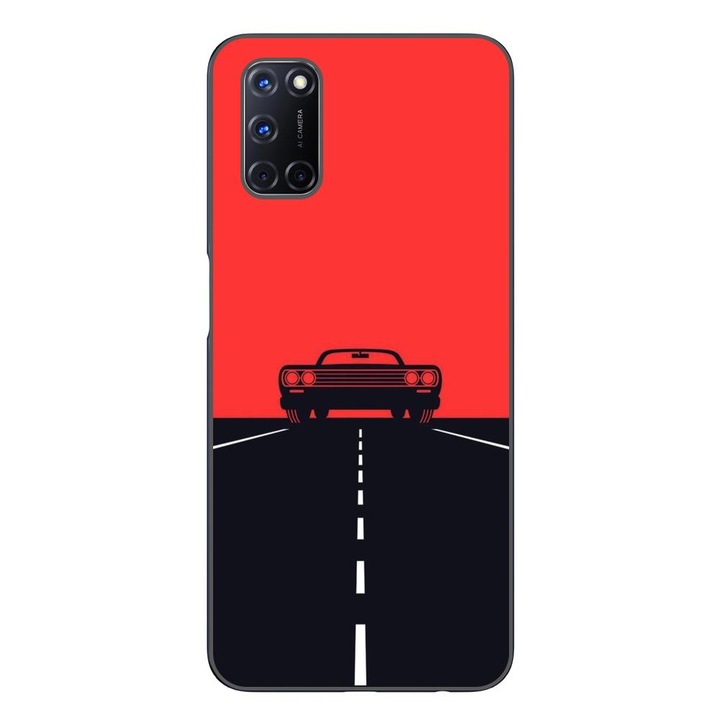 Husa compatibila cu Oppo A72 Silicon Gel Tpu Model Red Sky Muscle Car