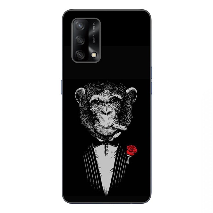 Husa compatibila cu Oppo A74 4G Silicon Gel Tpu Model Cigar Monkey
