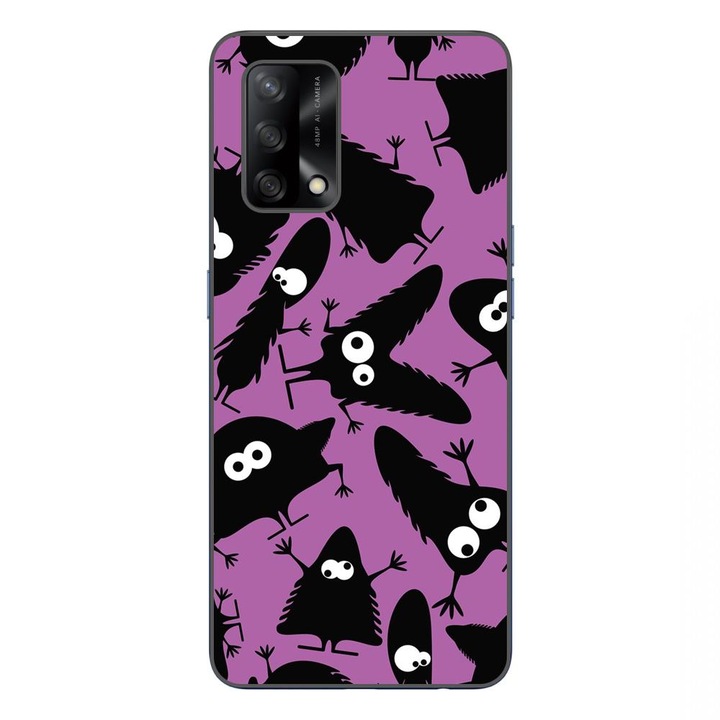 Husa compatibila cu Oppo A74 4G Silicon Gel Tpu Model Monstri Negri