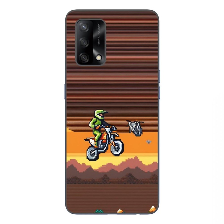 Husa compatibila cu Oppo A74 4G Silicon Gel Tpu Model Pixel Art Motorcross