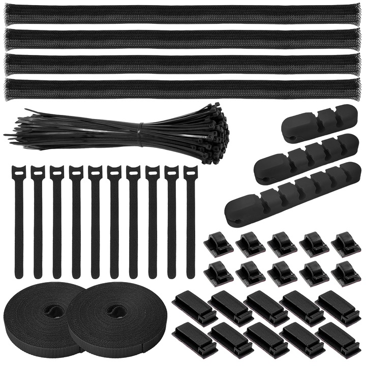 Set organizare cabluri gxwcyi, 139 piese, negru