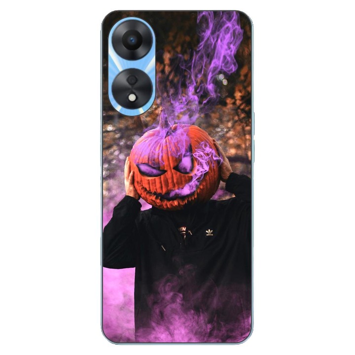 Husa compatibila cu Oppo A78 4G (CPH2565) Silicon Gel Tpu Model Halloween Cap Dovleac cu Fum