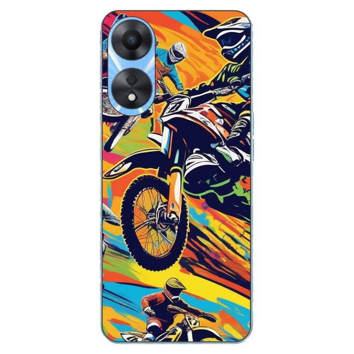 Husa compatibila cu Oppo A78 4G (CPH2565) Silicon Gel Tpu Model Motocross Pop Art