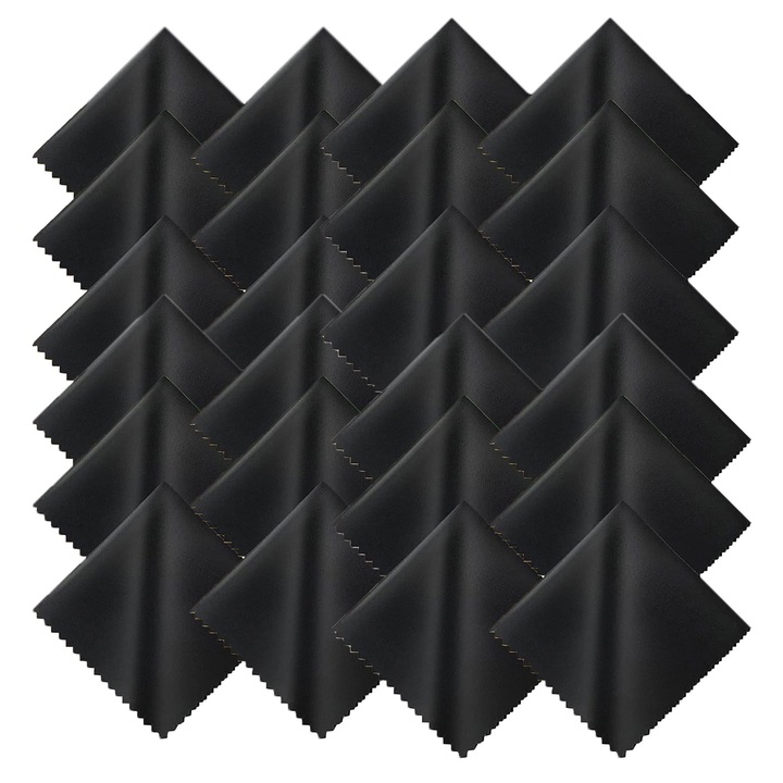 Комплект от 18 кърпички за очила, SIBINTA, Премахва мазнина и пръстови отпечатъци, Перфектно почистване, Машинно пране и многократна употреба, За телефон, таблет, Микрофибър, 18x15см, Черен