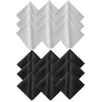 Set 18 lavete pentru ochelari, SINBINTA, Indepartati uleiul si amprentele digitale, Curatare perfecta, Se poate spala la masina si se poate reutiliza, Pentru telefon, tableta, Microfibra, 18x15cm, Negru/Gri