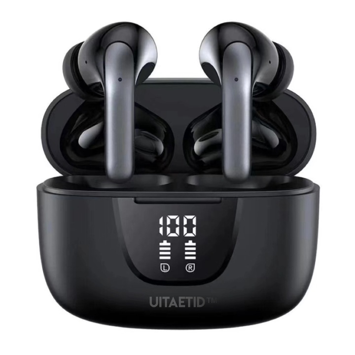 UITAETID vezeték nélküli fülhallgató, Bluetooth 5.3, vízálló, 42 órás autonómia, fekete