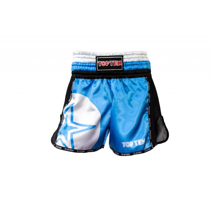 Pantaloni scurti Thaibox, Top Ten, model "Star", aprobat WAKO, negru gdoldqwfxzg, Albastru