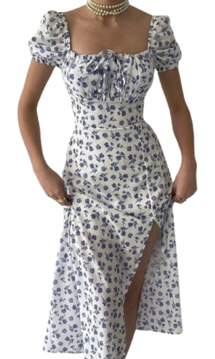 Дамска рокля, S, Бял/Син