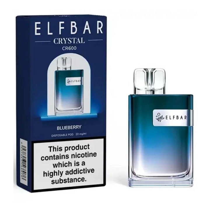 Tigara electronica de unica folosinta, ELF BAR Crystal CR600 - Blueberry, 2ml, 20mg NicSalt, autonomie 600 pufuri