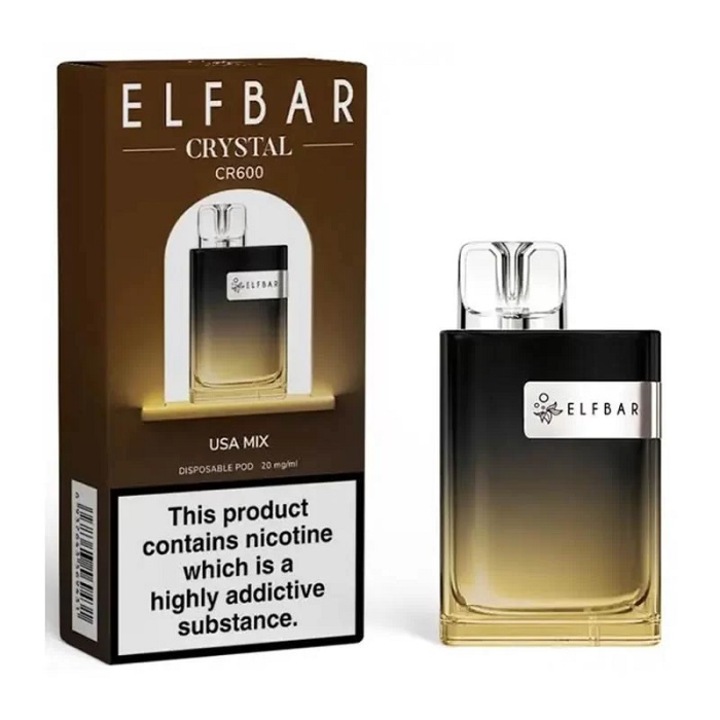 Tigara electronica de unica folosinta, ELF BAR Crystal CR600 - USA Mix, 2ml, 20mg NicSalt, autonomie 600 pufuri