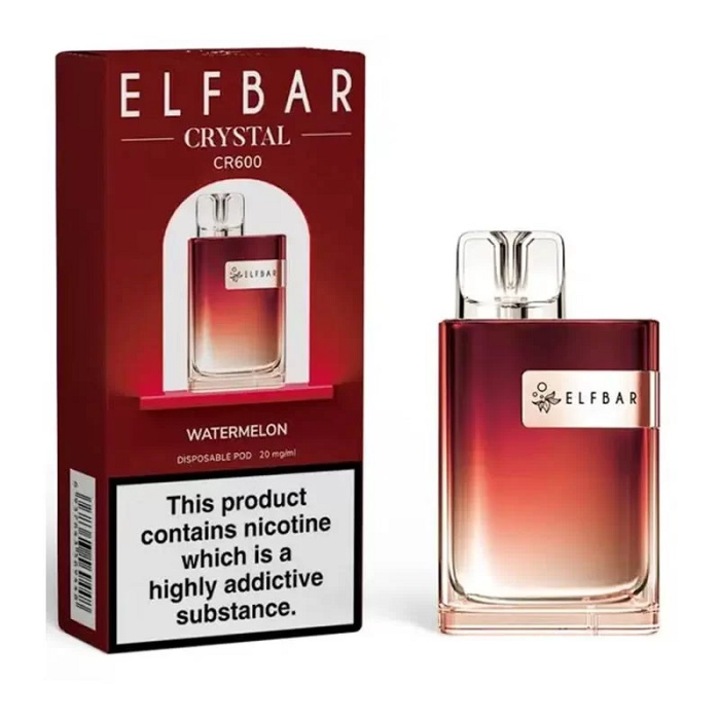 Tigara electronica de unica folosinta, ELF BAR Crystal CR600 - Watermelon, 2ml, 20mg NicSalt, autonomie 600 pufuri