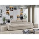 Canapea Magic, extensibila, tetiere reglabile, stofa, 250 x 90 x 90 cm, Crem